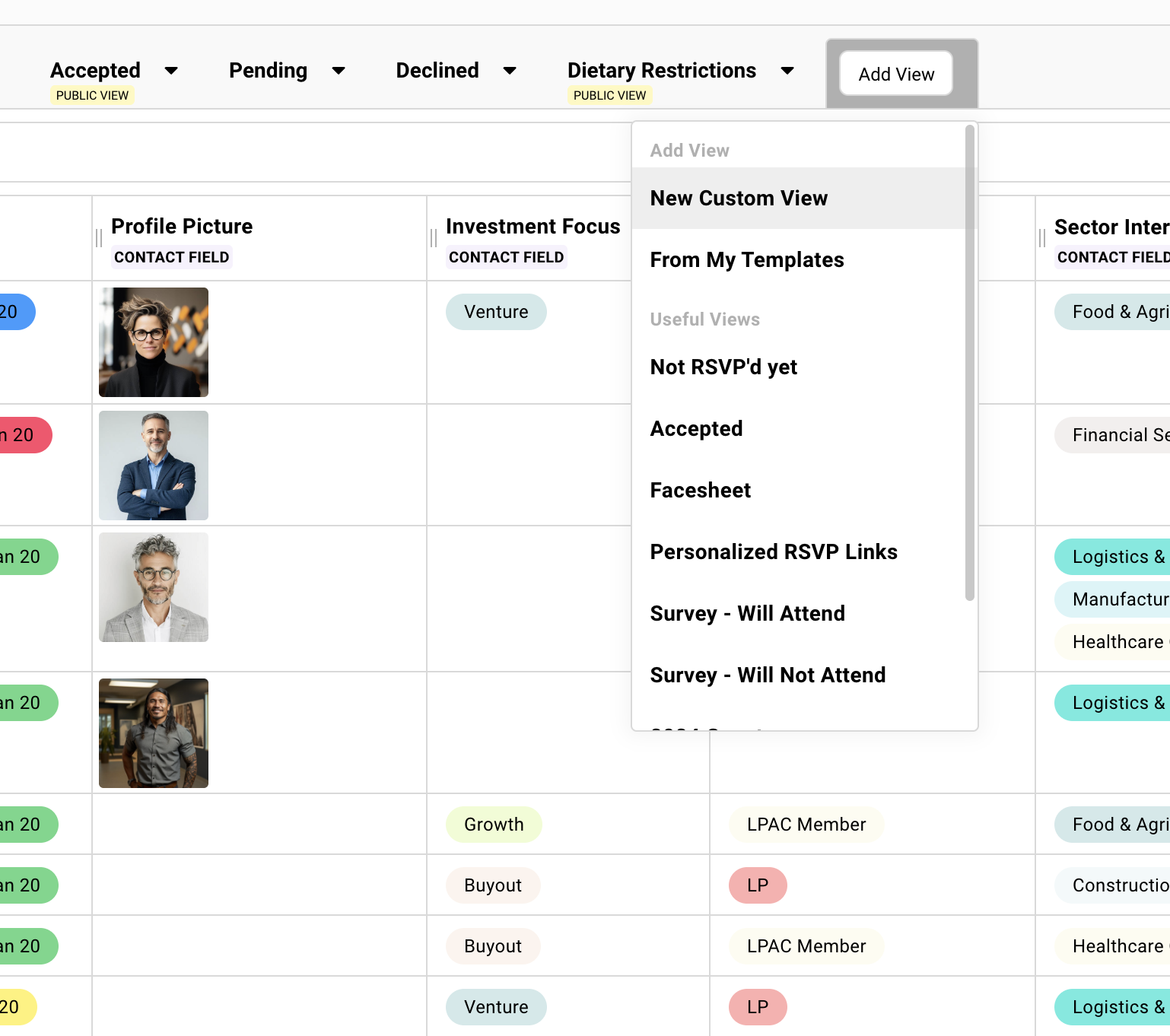 Adding a New View to your guest list